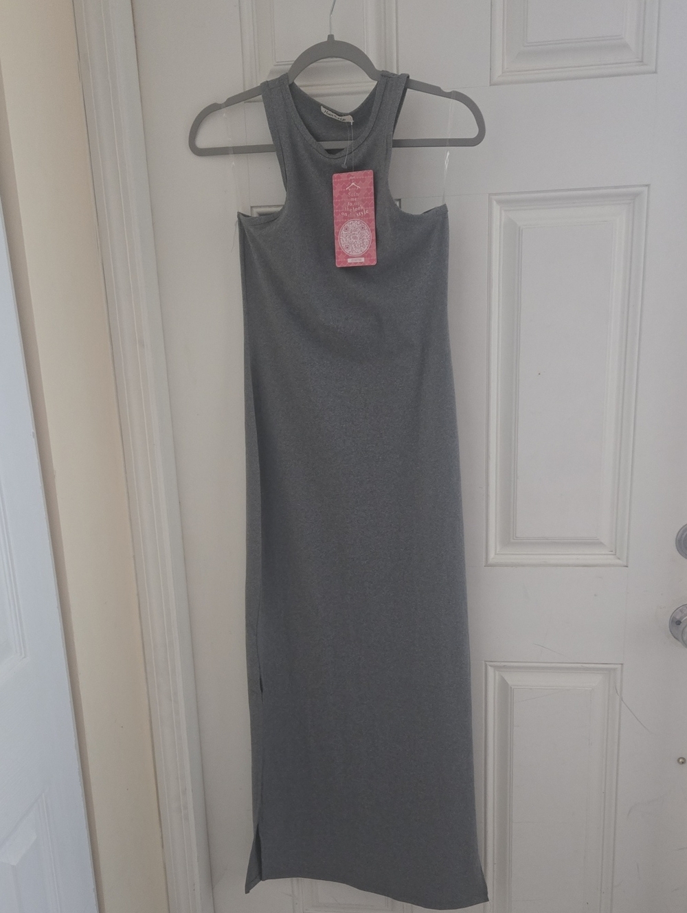 Heart Hips Gray Racerback Maxi Dress